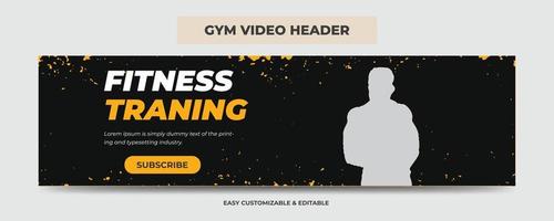 Gym video cover header template vector