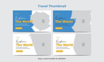 paquete de diseño de miniaturas de video de viajes y giras servicio de marketing de turismo de hotel miniatura de video vector