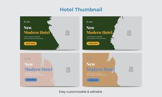 Hotel travel and tour video thumbnail design bundle hotel tourism marketing service video thumbnail vector