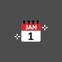 1st of January of New year day calendar flat design elements, Icon, Vector, Illustration. vector