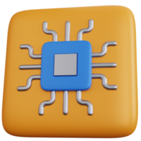 chip de ícone de renderização 3d isolado png