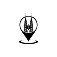 Cathedral Location Icon Symbol for Pictogram, Sign, Website, App or Graphic Design Element. Vector Illustration