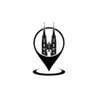 Cathedral Location Icon Symbol for Pictogram, Sign, Website, App or Graphic Design Element. Vector Illustration