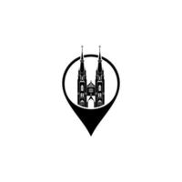 Cathedral Location Icon Symbol for Pictogram, Sign, Website, App or Graphic Design Element. Vector Illustration