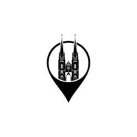 Cathedral Location Icon Symbol for Pictogram, Sign, Website, App or Graphic Design Element. Vector Illustration