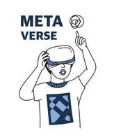 un adolescente con gafas de realidad virtual. el concepto de metaverso. tecnologías de juegos en realidad virtual. ilustración vectorial vector