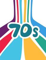 70s lettering with rainbow in retro 70s style. Good vibes multicolored inscription. Vector illustration