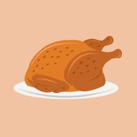 Ilustración de vector de pollo asado de acción de gracias para diseño gráfico y elemento decorativo