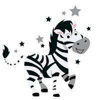 Cute cartoon zebra. Charming zebra vector