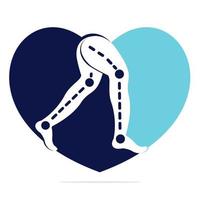 Prosthetic Legs in heart Logo Template Design. Orthopedic and Physiotherapy clinic vector design.