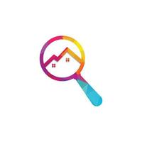 encontrar el diseño del logotipo de la casa. diseño de logotipo de casa de lupa para propiedad inmobiliaria. vector