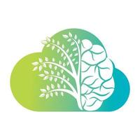 Modern brain cloud tree logo design. Think colorful brain idea. vector