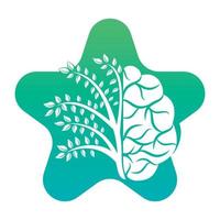 Modern brain Love tree logo design. Think colorful brain idea. vector