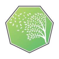 diseño de logotipo de árbol con elementos de plantilla de icono de hojas negocio de la empresa. viento que sopla a través de las hojas. cuestiones de naturaleza o medio ambiente o concepto ecológico vector