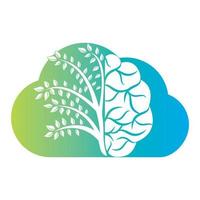 Modern brain cloud tree logo design. Think colorful brain idea. vector