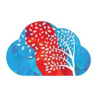 Cloud Tree logo design with leafs icon template elements company business. wind blowing through leafs. nature or environment issues or ecological concept vector