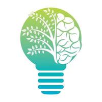 Modern brain Bulb lamp tree logo design. Thinking bulb colorful brain idea. vector