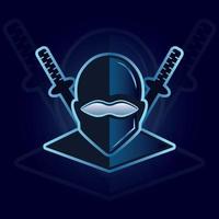 Ninja and cross sword mascot vector illustration logo design template. Ninja mascot for gaming channel.