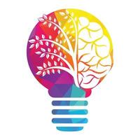 Modern brain Bulb lamp tree logo design. Thinking bulb colorful brain idea. vector