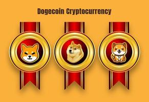 Doge coin meme cryptocurrency brand label