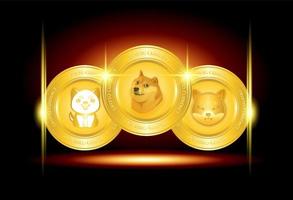 conjunto de moneda doge meme criptomoneda vector