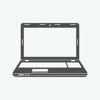 Vintage laptop. Can be used for logo, badge, emblem and much more. vector