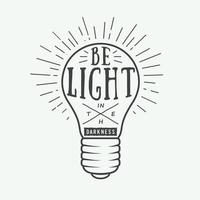 Vintage typography with lamp and motivation and inspiration in white. Vector illustration