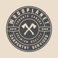 Vintage carpentry, woodwork and mechanic label, badge, emblem an vector
