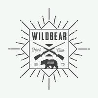 Vintage hunting label, logo or badge and design elements. vector