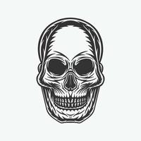 Vintage retro woodcut antique scary skull. Can be used like emblem, logo, badge, label. mark, poster or print. Monochrome Graphic Art. Vector. vector