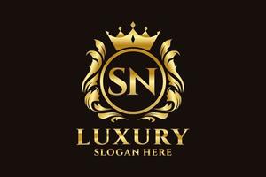 Initial SN Letter Royal Luxury Logo template in vector art for luxurious branding projects and other vector illustration.