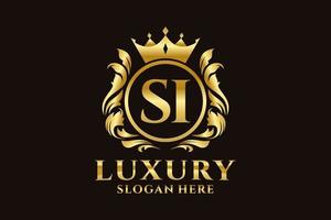 Initial SI Letter Royal Luxury Logo template in vector art for luxurious branding projects and other vector illustration.