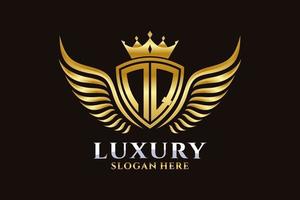 Luxury royal wing Letter NQ crest Gold color Logo vector, Victory logo, crest logo, wing logo, vector logo template.