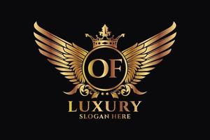 Luxury royal wing Letter OF crest Gold color Logo vector, Victory logo, crest logo, wing logo, vector logo template.