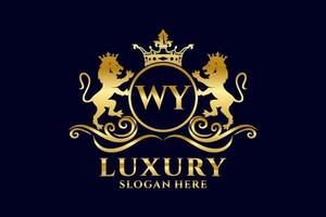 Initial WY Letter Lion Royal Luxury Logo template in vector art for luxurious branding projects and other vector illustration.