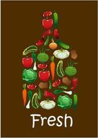 Fresh vegetables in shape of cutting board vector