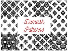 Damask seamless patterns with floral motif vector