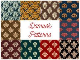 Damask floral seamless patterns set vector