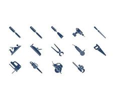 Carpentry tools and equipment icon set vector