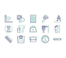 Measurements and equipment icon set vector