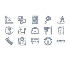 Measurements and equipment icon set vector