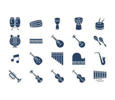 conjunto de iconos de instrumentos musicales vector