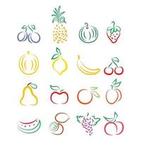 colección de iconos de colores de frutas bayas