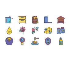 Apiary farming icon set vector