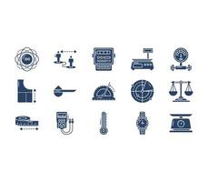 Measurements and equipment icon set vector