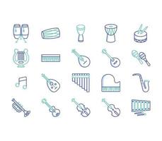 conjunto de iconos de instrumentos musicales vector