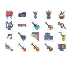 conjunto de iconos de instrumentos musicales