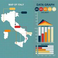 diseño de vector de mapa de italia de estilo plano con gráficos vectoriales