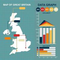 mapa de estilo plano de gran bretaña diseño vectorial con gráficos vectoriales vector