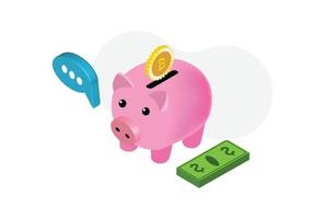 Isometric piggy bank. Vector illustration. Suitable for Diagrams, Infographics, Game Asset, And Other Graphic Related Assets
